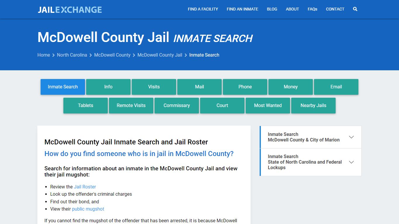 Inmate Search: Roster & Mugshots - McDowell County Jail, NC